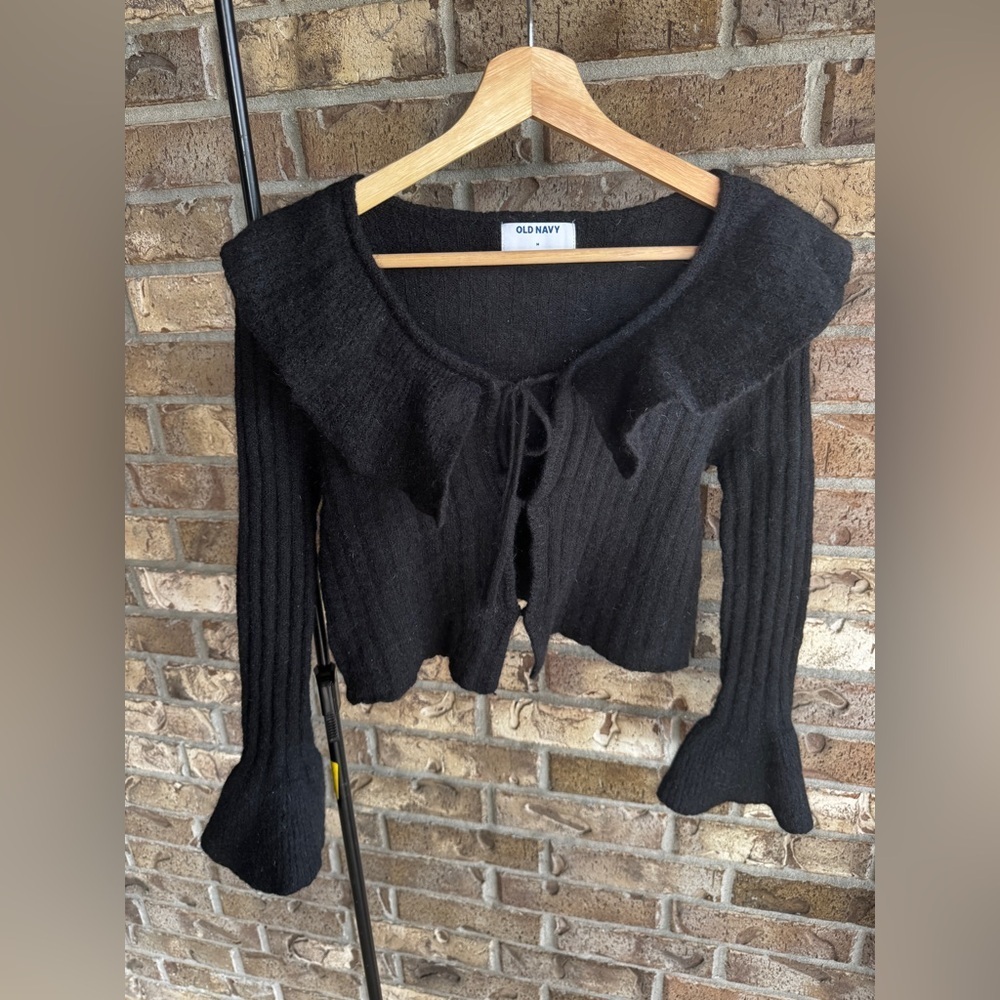 Old Navy Wool-Blend Ruffle Tie-Front Cropped Cardigan Size M - Picture 5 of 13